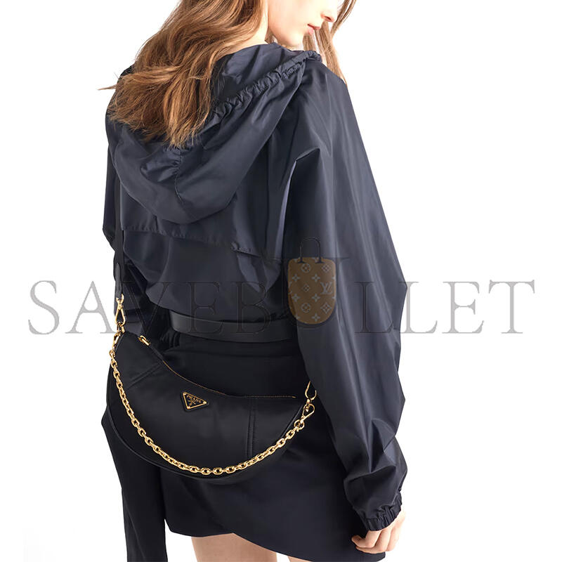 PRADA DEMI-LUNE RE-NYLON SHOULDER BAG 1BH222 (30*13.5*6cm)